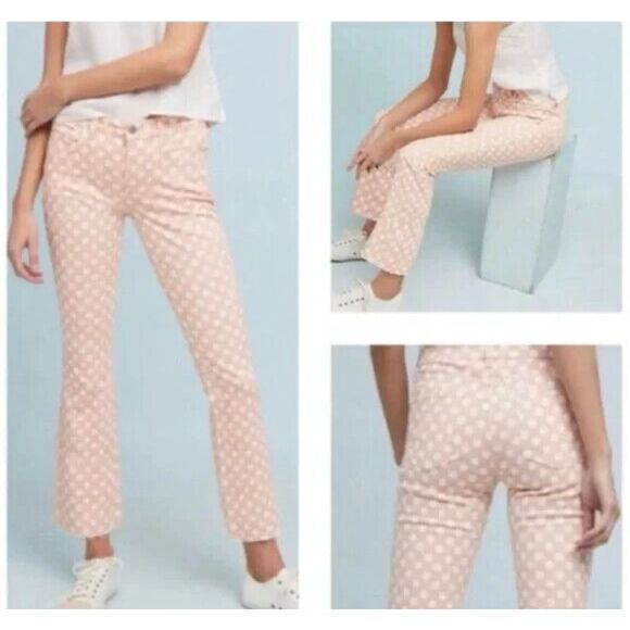 Anthropologie Pilcro the Leterpress polka dot high rise bootcut jeans 28 - Picture 2 of 14